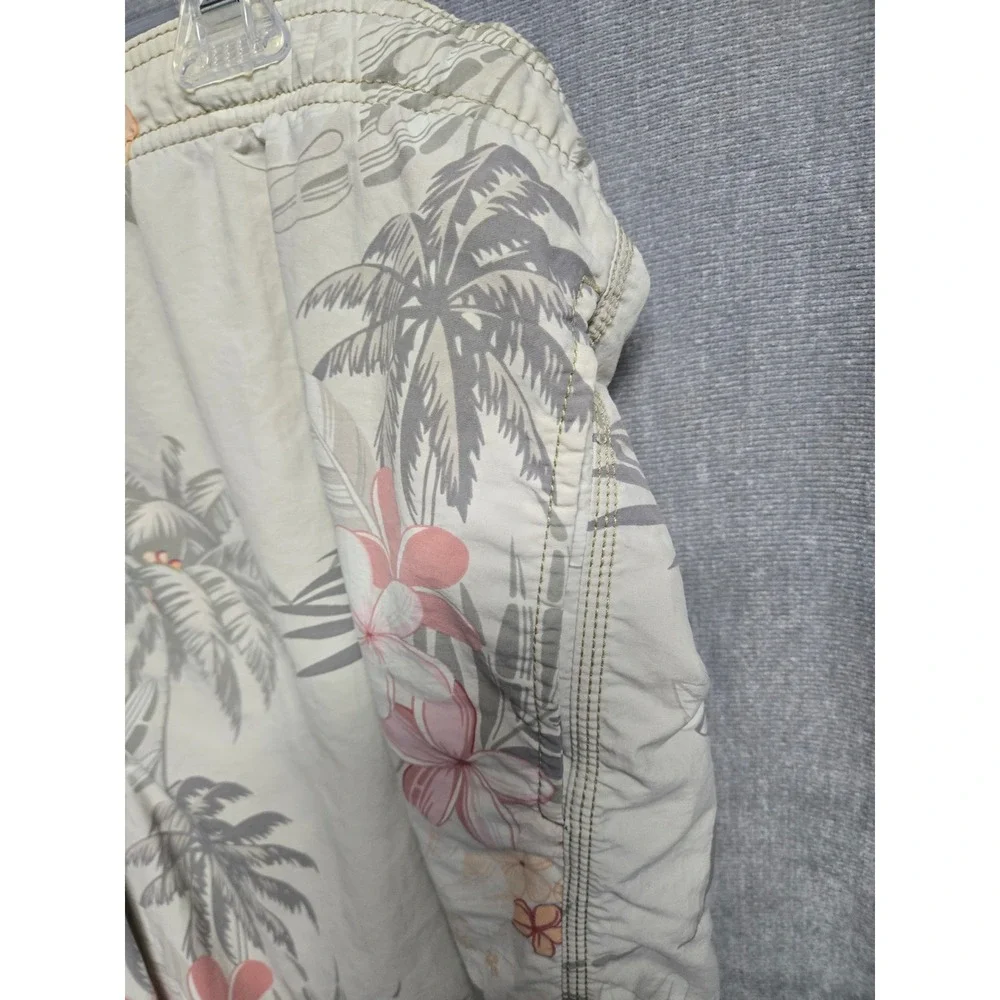 Tommy Bahama Relax Mens Floral Palm Tree Swim Trunks Beige Nylon XL 44 Waist